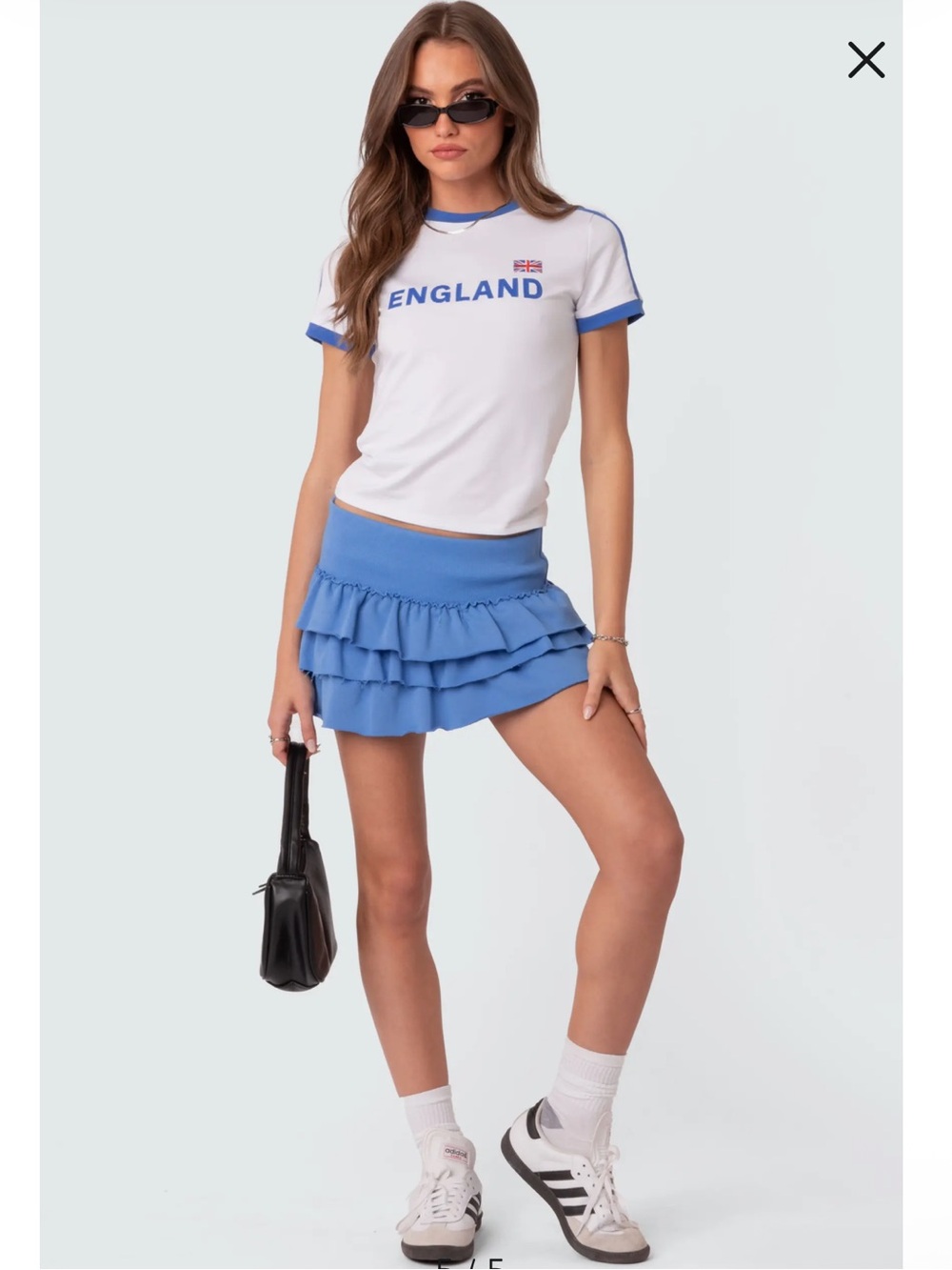 Edikted MARTINA BLUE RUFFLE TERRY MINI SKIRT